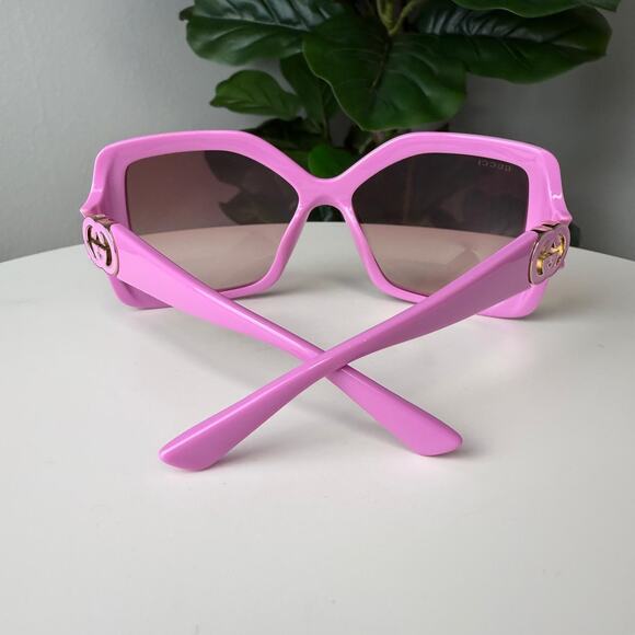 Gucci Acetate Square Frame Sunglasses Pink - Picture 2 of 3